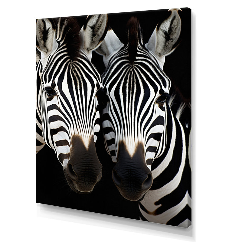 «Black and White Duo Zebra Portrait», reproduction sur toile encadrée, H 32 po x l 24 po x P 1 po