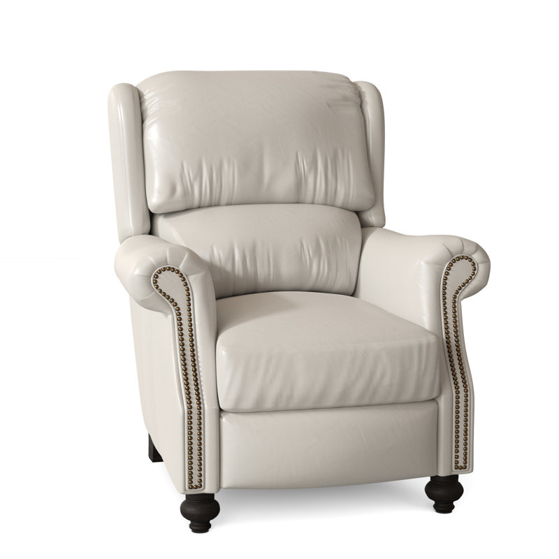 Bancroft Recliner, Aline Fumo Genuine Leather, Cobblestone, French Natural