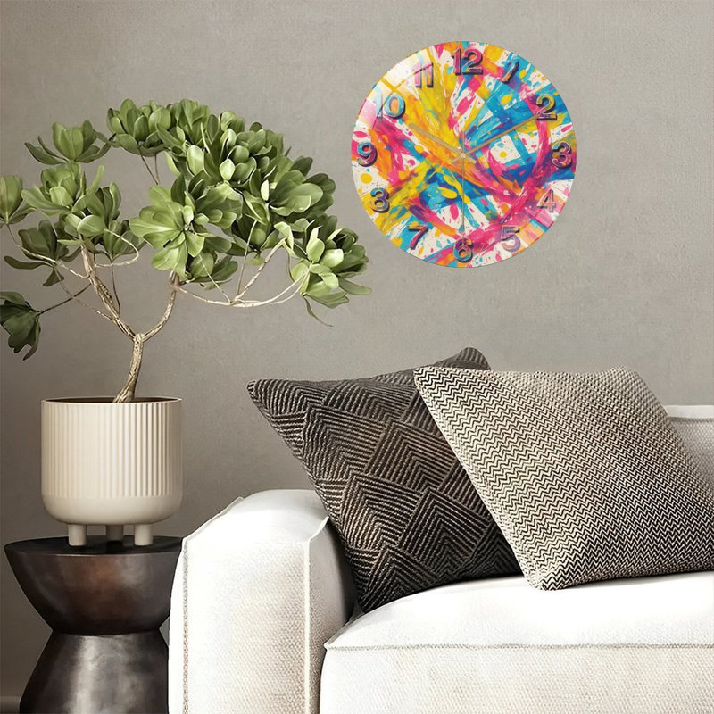Horloge murale colorée abstraite moderne Home Decor Art - horloge murale moderne en verre 12 po