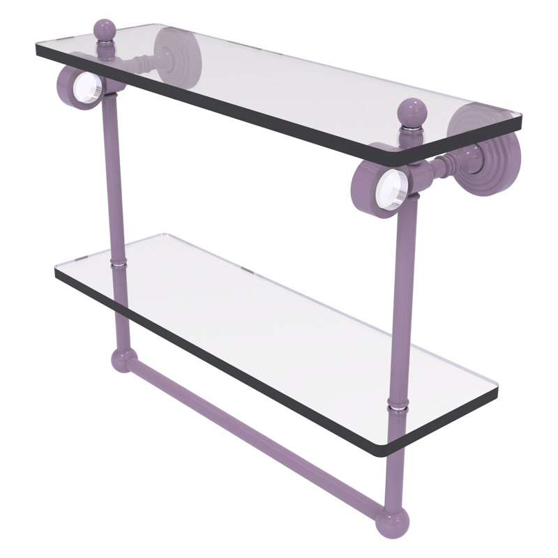 Tablette double en verre avec barre à serviettes Collection Pacific Grove, H 13 po x l 16 po x P 5,125 po, Lavande