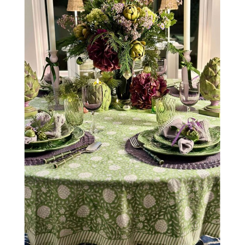 Round Tablecloth - Green Eden, 70" Round