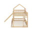 Lit superposé avec glissade et échelle intégrée, structure de lit superposé avec plancher en bois et support de lattes-1746450475