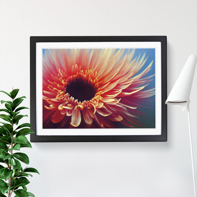 Exciting Chrysanthemum Flower - Single Picture Frame Painting, Black, 46cm H x 64cm W x 2cm D