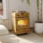 Robot-Shaped Wood End Table - 360° Rotating Storage Chest, 3-Color LED Lights & Lockable Rolling Wheels