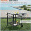 Outdoor barbecue food cart, with double-tier stand, movable barbecue food preparation table, multi-functional folding metal table, portable modular trolley, suitable for pizza oven, two-wheeled work station with handle