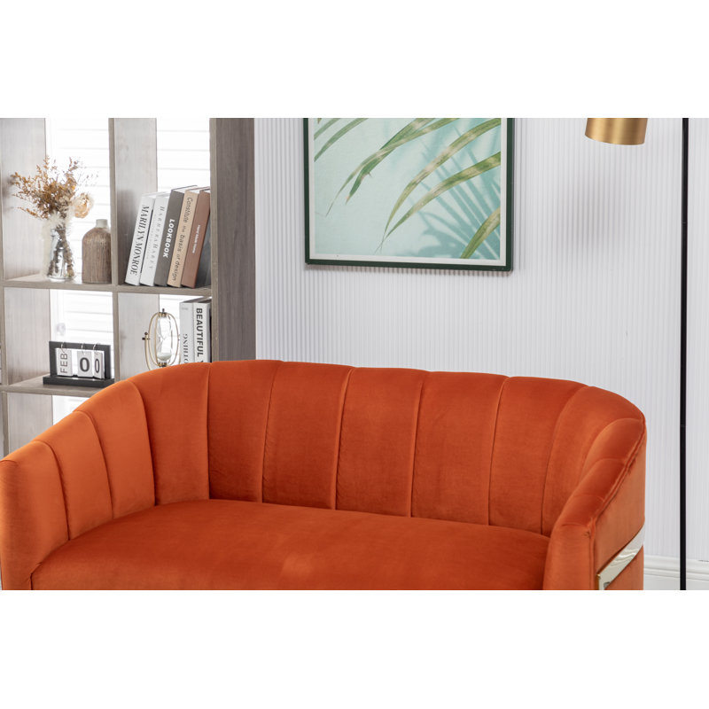 Causeuse en velours Tellico, Velours orange