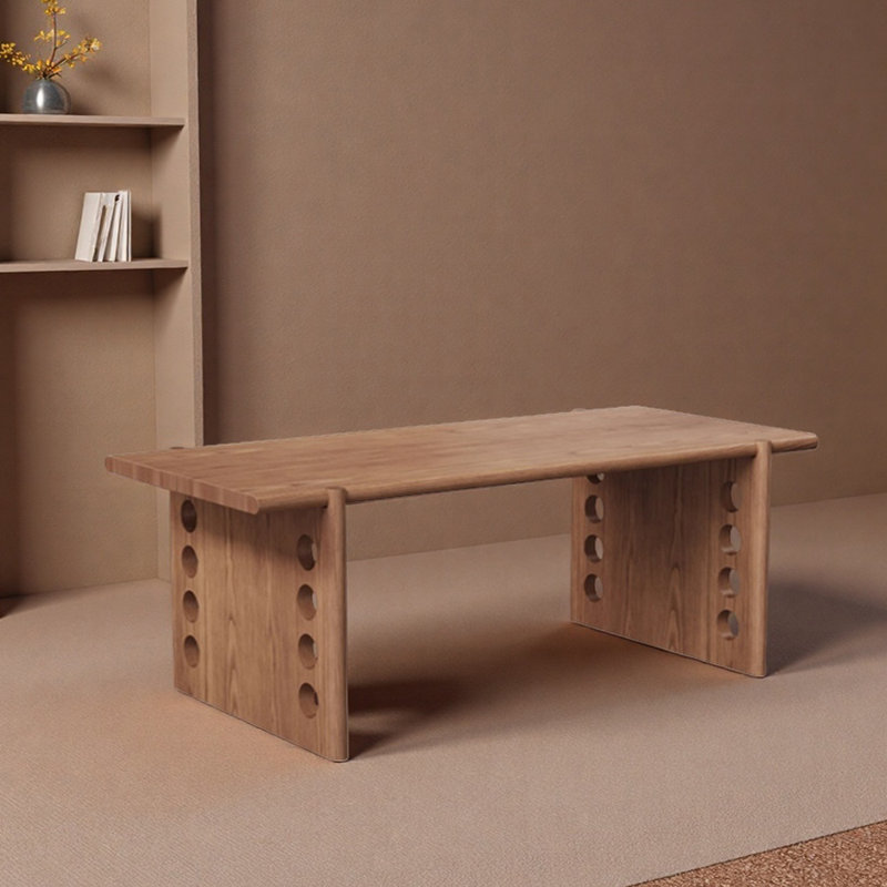 Bureau d'écriture en bois de frêne, H 29,52 po x l 86,61 po x P 35,43 po, Brun