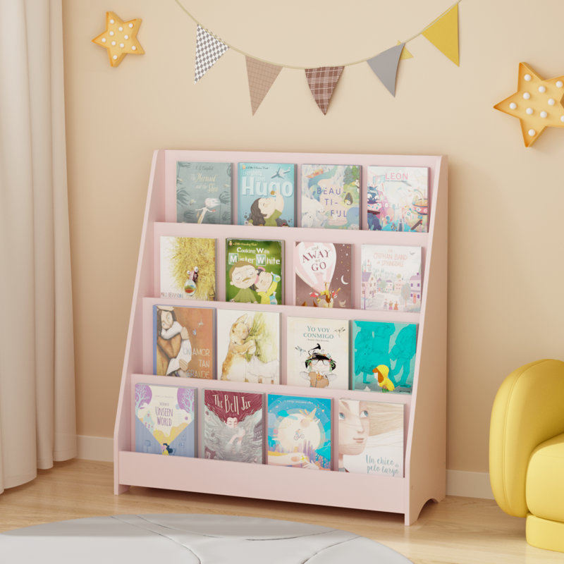 Organisateur de livre pour enfant en MDF à 4 niveaux, Pink