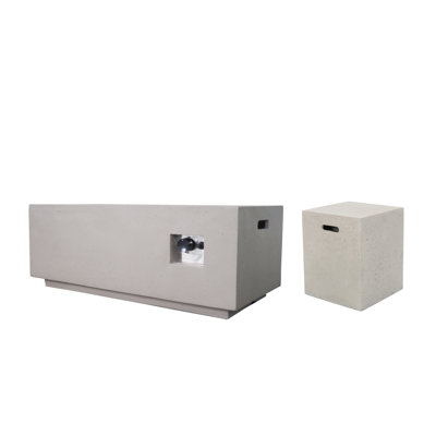 Caelan Rectangle Lightweight Concrete/MGO Propane Smokeless Fire Pit Table