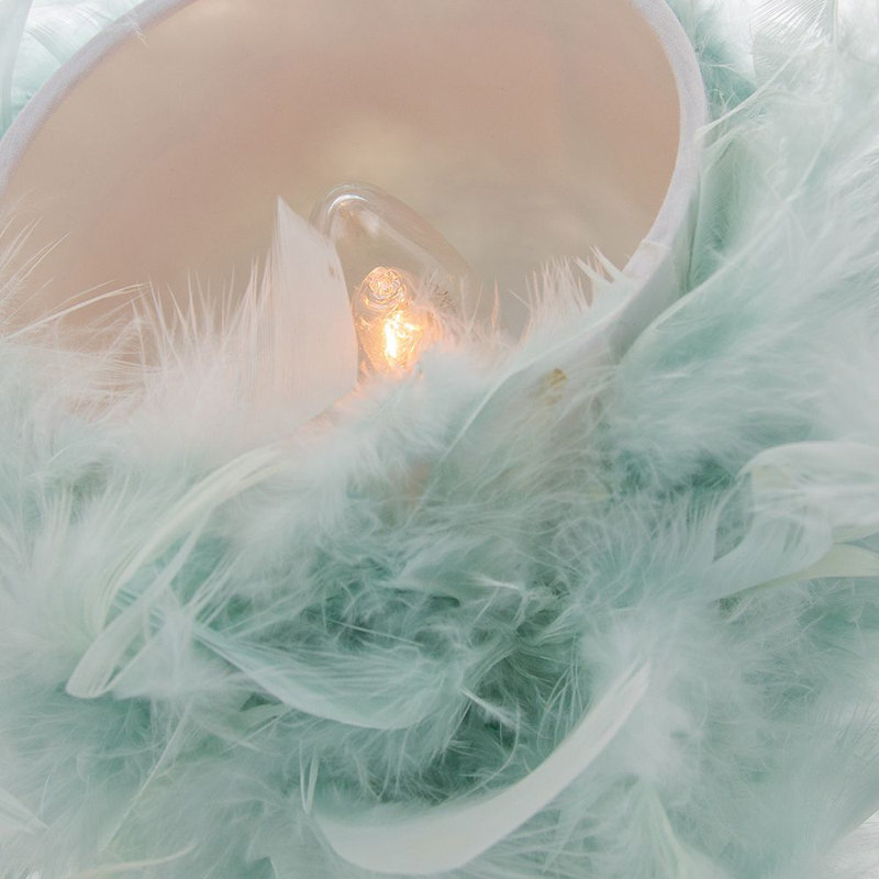 Wimmer Modern and Chic Real Feather Table Lamp with Base and Switch, Duck Egg