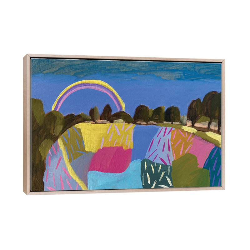 Landscape With Rainbow I 1 Piece Wall Art on Canvas, 45.72 cm H x 66.04 cm W x 4.445 cm D, Natural Wood