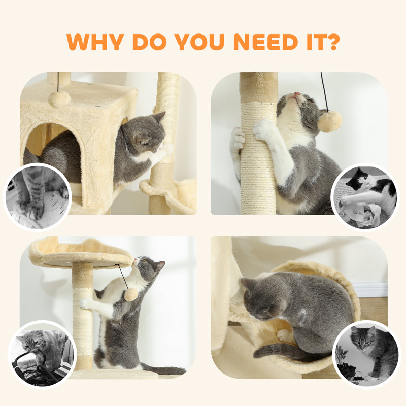 Cat Tree, 180cm H x 56cm W x 56cm D, Beige
