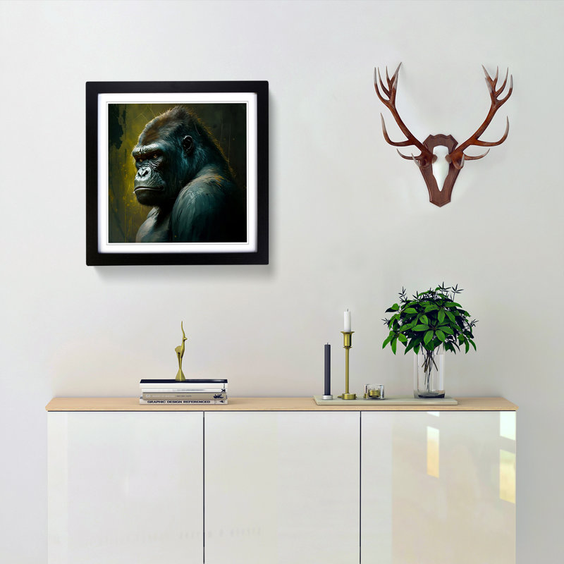 Gorilla Realism - Single Picture Frame Print on Wood, Black