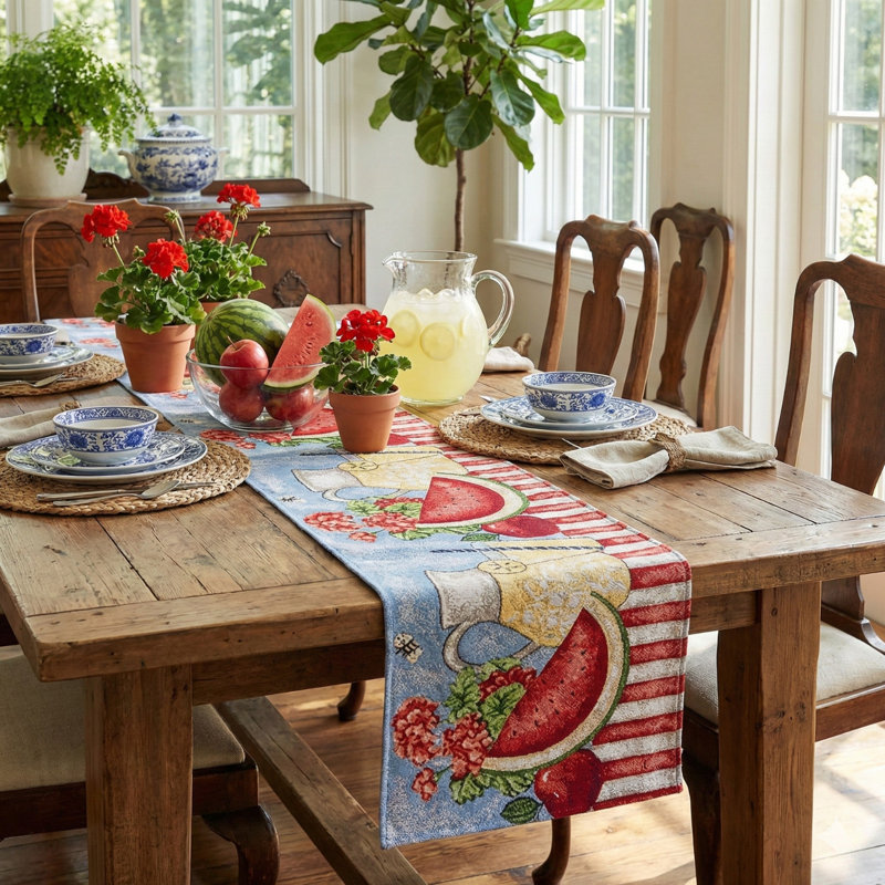 Chemin de table tapisserie tissé boisson à fruits limonade Jaron, l 72 po x L 13 po
