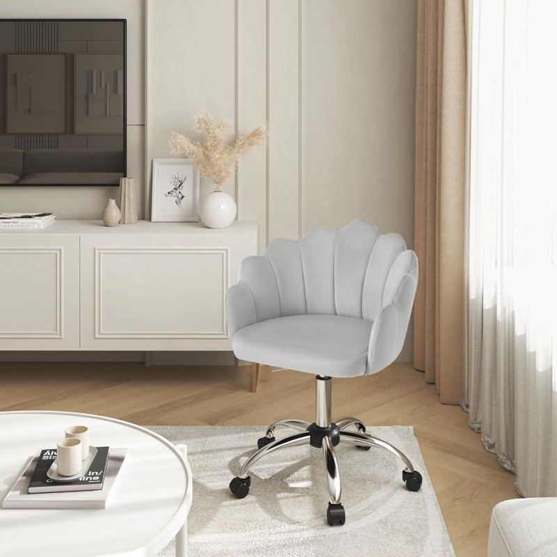 Heathfield Velvet Office Chair, Light Gray