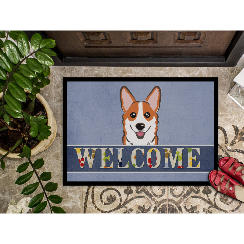 Paez Non-Slip Outdoor Doormat, Rectangle 2' x 3', Red/Blue