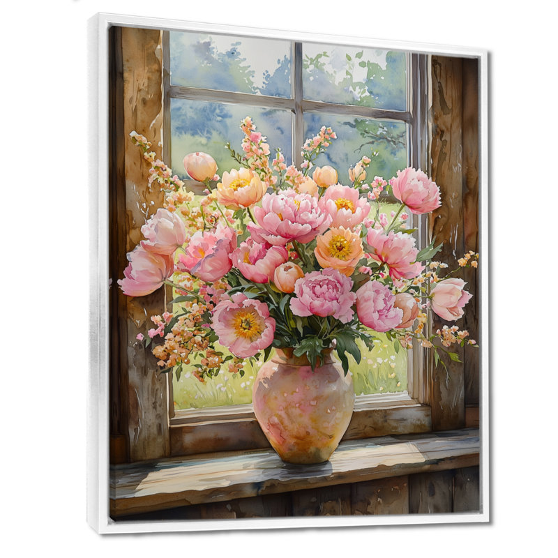 Kirby - salon d'art mural floral, H 32 po x l 24 po, Impression encadrée flottante, Blanc
