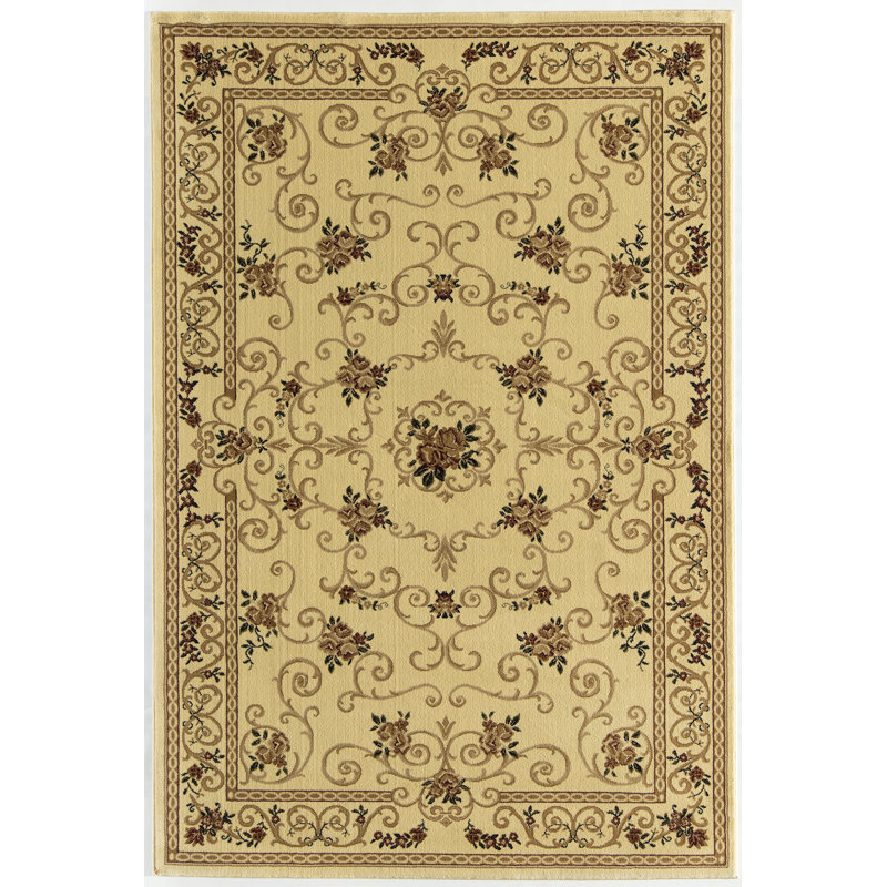 Tapis traditionnel Souvanerie crème doré Gloucester, Rectangle 5 pi 3 po x 7 pi 10 po