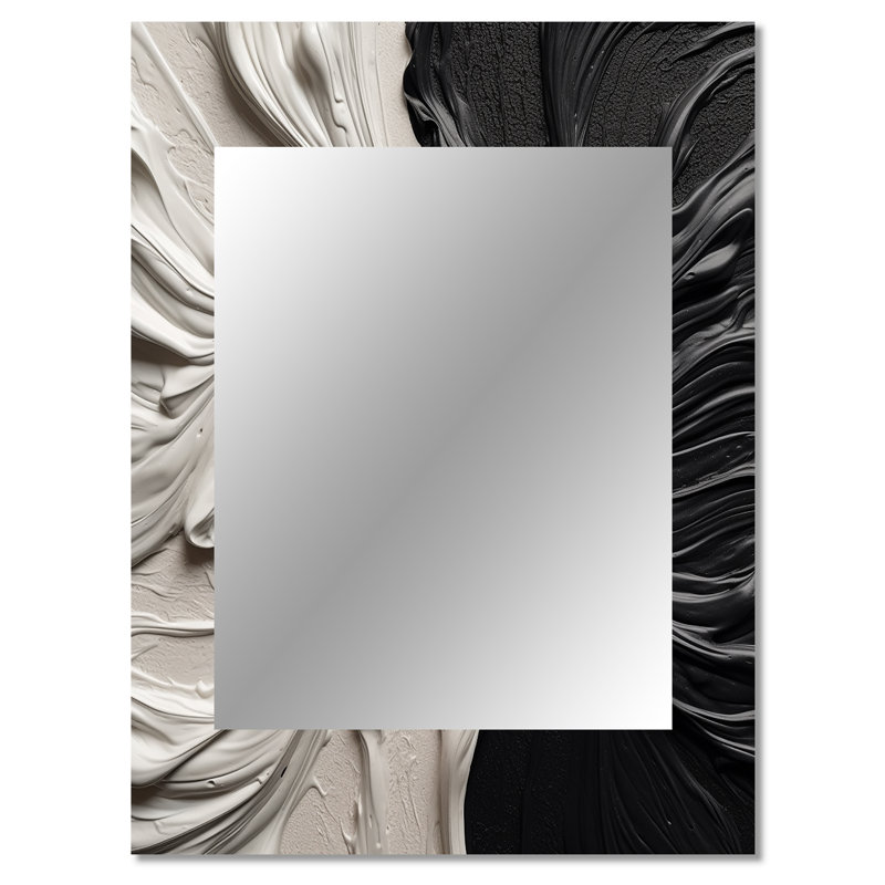 Miroir mural décoratif noir et blanc marbré Dreamscape III, 40 po x 30 po