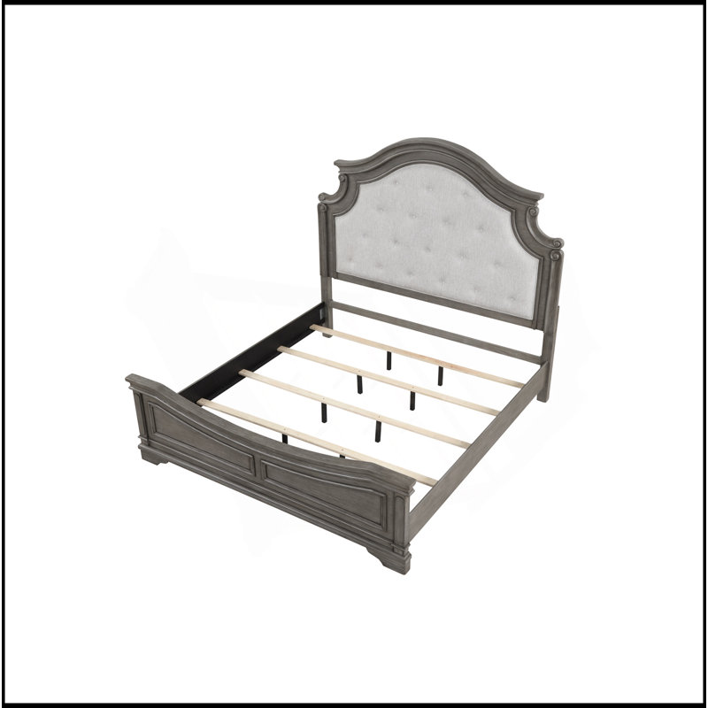 Grand lit de style traditionnel en bois gris rustique