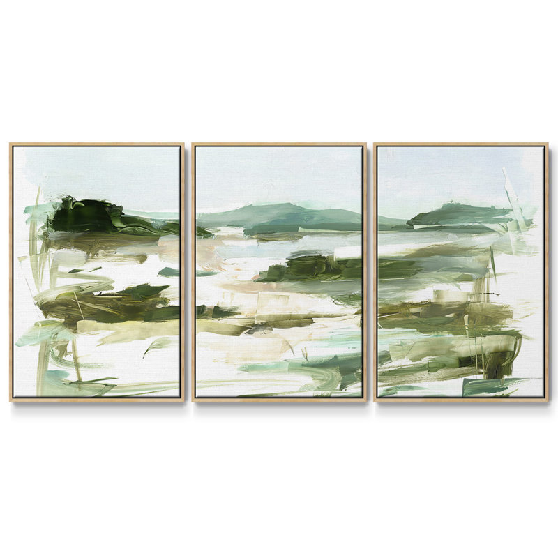 Marsh S croquis II - Toile encadrée multi-pièces - 2748238C, H 36 po x l 75 po x P 2 po, Encadré naturel