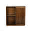 Armoire de rangement, buffet Mid-Century en bois avec 2 portes coulissantes et bandes décoratives solides