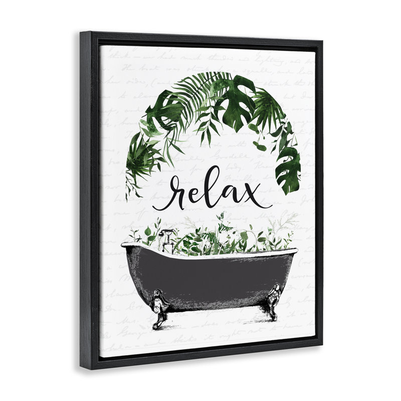 Cadre flottant Tropical Bath Relax, design par lettré et doublé, Cadre flottant noir de jais, H 21 po x l 17 po