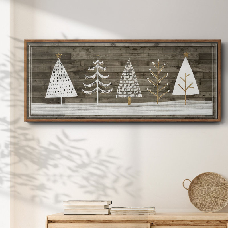 Wooded White Christmas Collection - Toile avec cadre en D, H 8 po x l 20 po