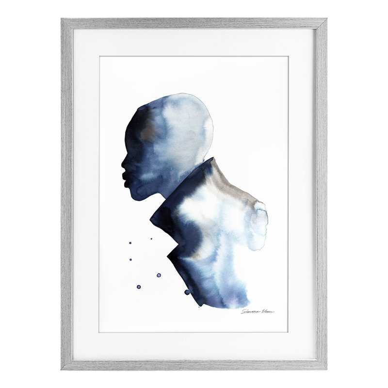 «Feeling Blue Portrait Silhouette», reproduction encadrée sous verre, conception de Simone Elum, H 20 po x l 14 po