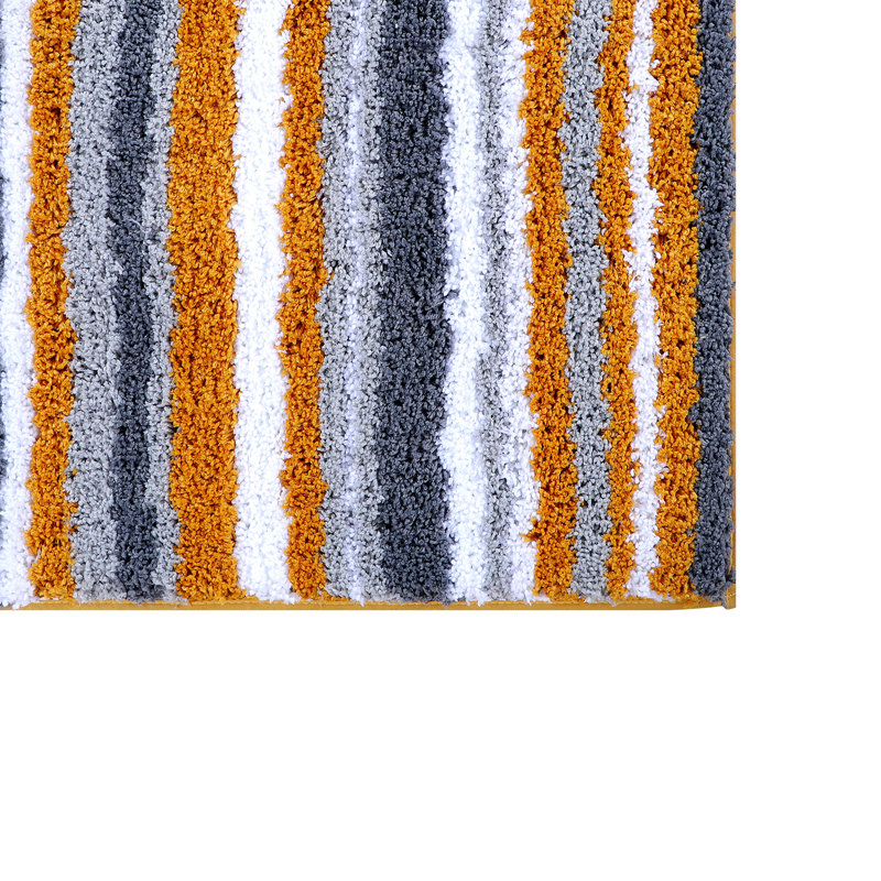 Griffie 100% Polyester Bath Rug Stripe Pattern with TPR Backing Machine Washable Soft & Absorbent Bathroom Rug, Yellow