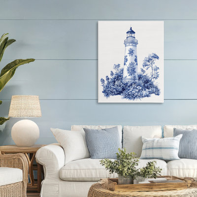 Toile Patterned Lighthouse Canvas, design by Lettered and Lined