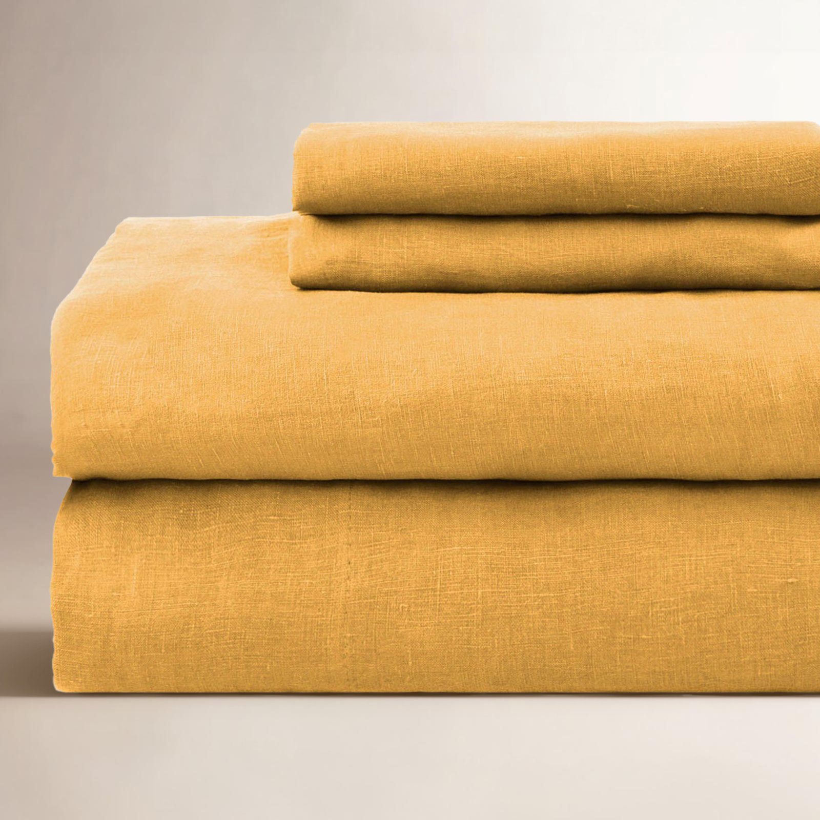 100% French Linen Sheet Set, Honey, Full Sheet Set with 2 Pillowcases