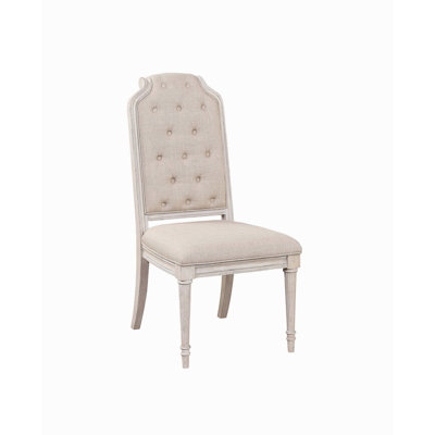 Ensemble de 2 chaises d'appoint Wynsor en tissu et finition champagne antique