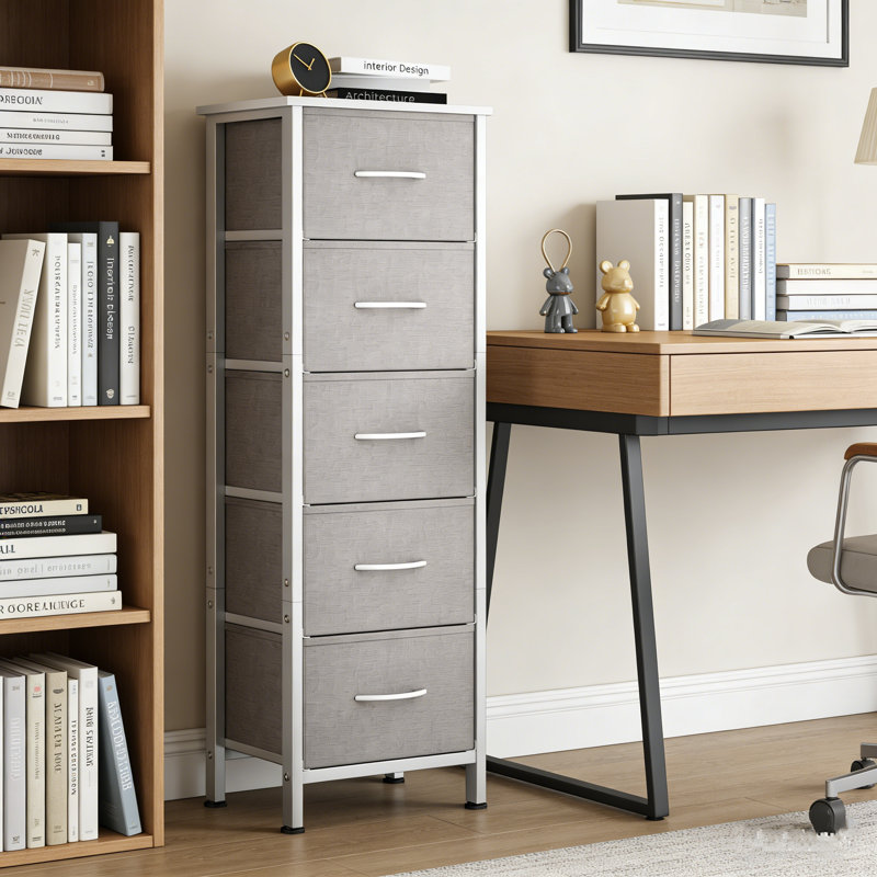 5 Drawer Storage Drawer, Grey/White