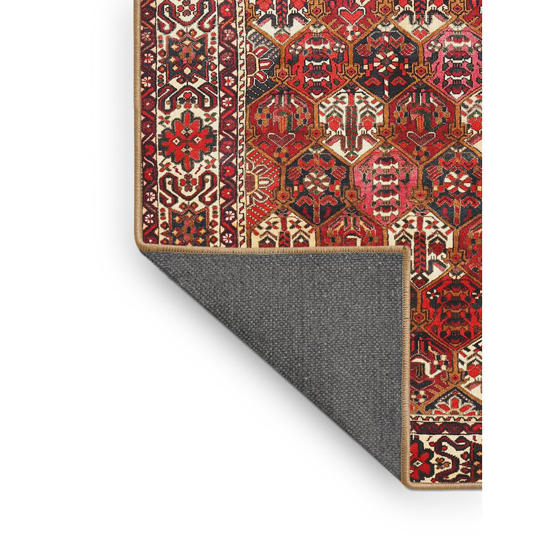 Tapis traditionnel rouge / brun, Rectangle 5 pi x 7 pi