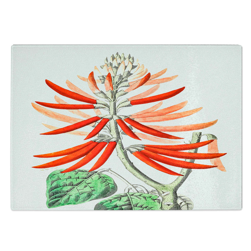 Glass Flowers of The Erythrina Plant Chopping Board, 39 cm W x 28.5 cm L