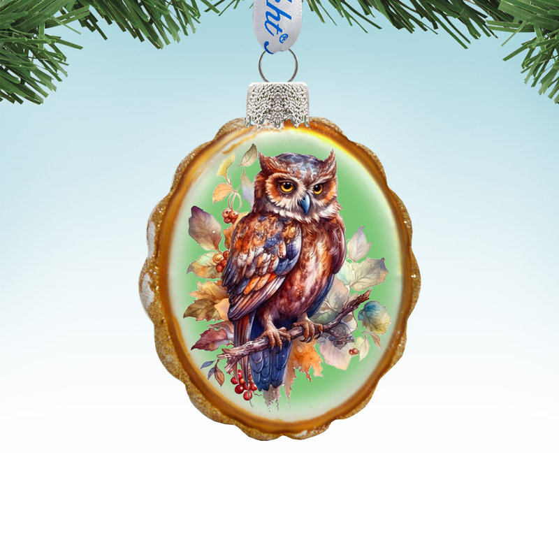Handcrafted Mercury Glass Owl Ornaments Set of 3
