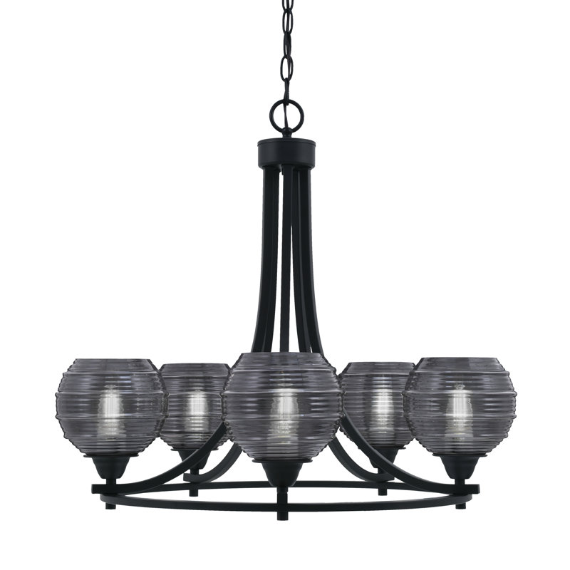 Paramount 5 Light Uplight Chandelier, Black