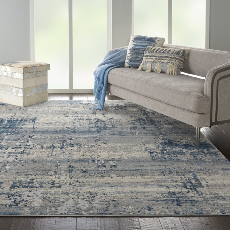 Tapis intérieur gris / bleu / ivoire Ariaya, Rectangle 5 pi 3 po x 7 pi 3 po