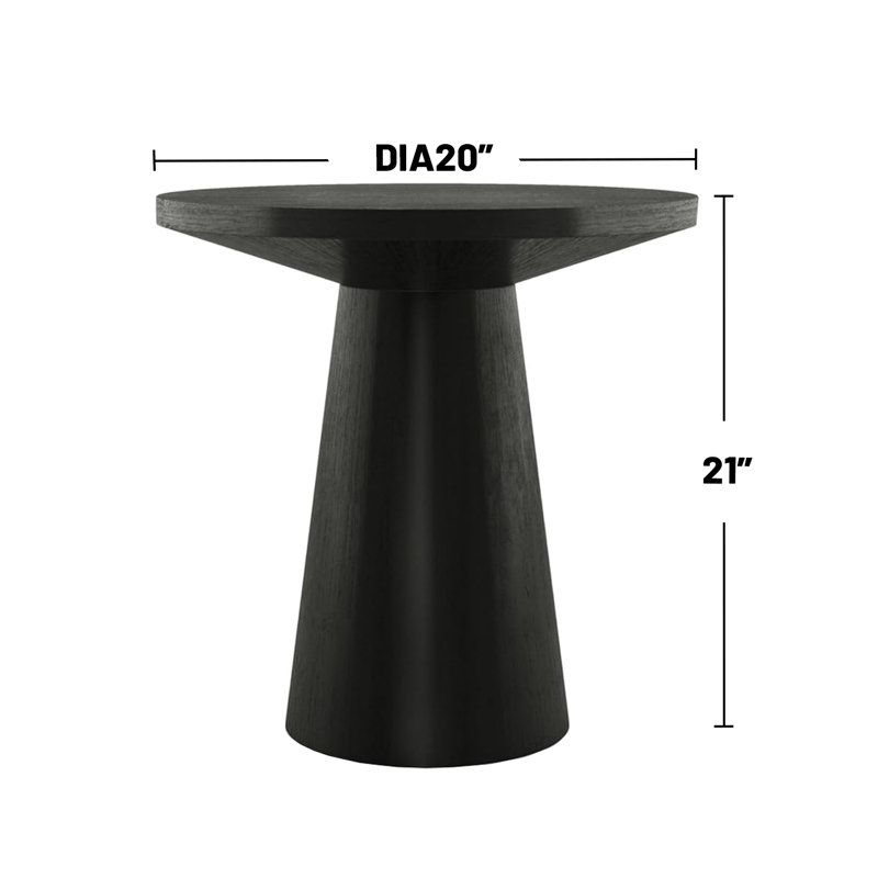 Table de bout ronde avec base piédestal, Noir, noir, noir, noir