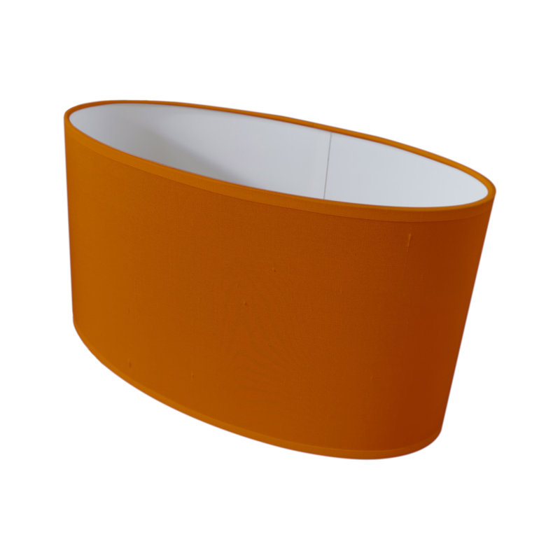 28cm H Silk Oval Lamp Shade ( Uno ), Tangerine, 30cm H x 50cm W x 25cm D