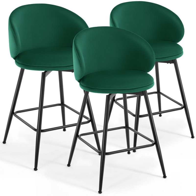 Tabourets pivotants rembourrés, Noir, Tabouret de bar (siège d'une hauteur de 30 po), 3