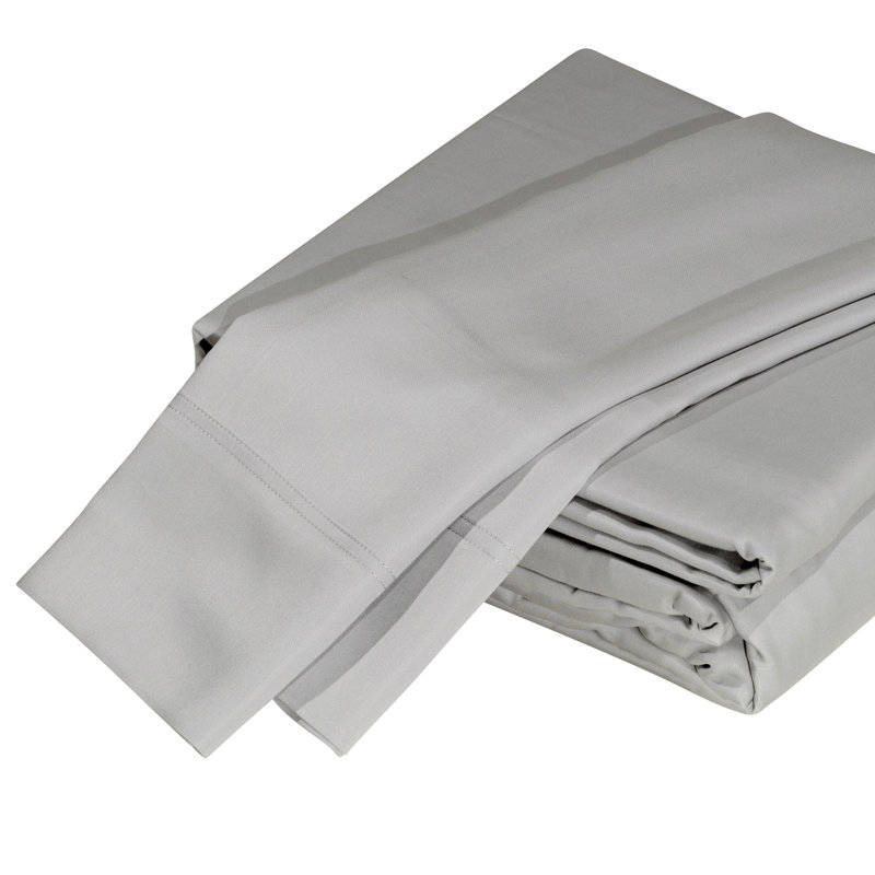 Sateen Sheet Set, Split King Sheet Set with 2 Pillowcases, Silver Gray