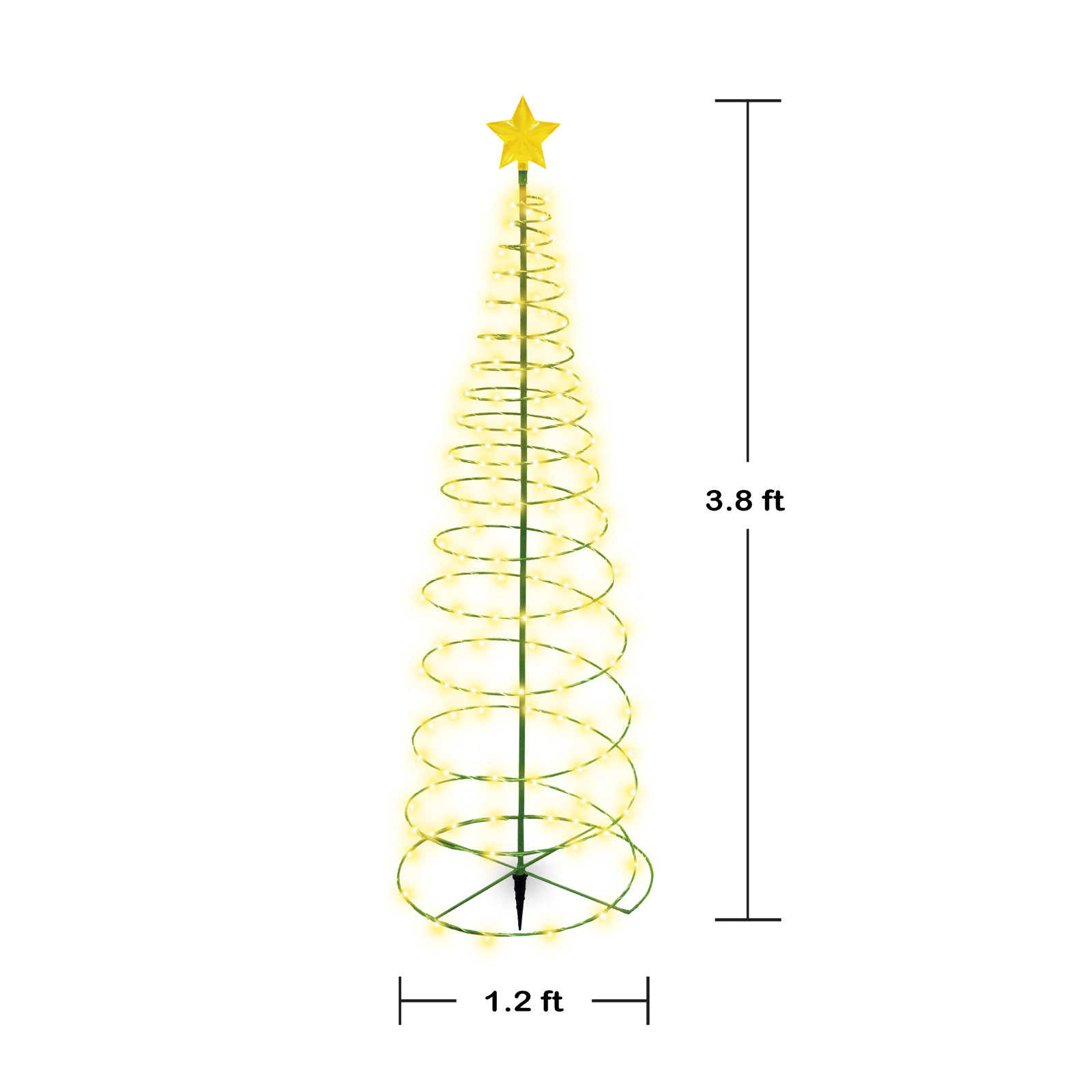 Lighted Christmas Tree Yard Display, White/Yellow