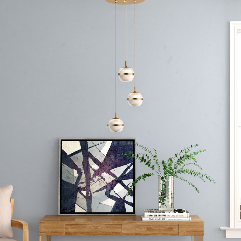 Eliset 3 - Light LED Cluster Pendant, Natural Aged Brass, Frosted/Gold