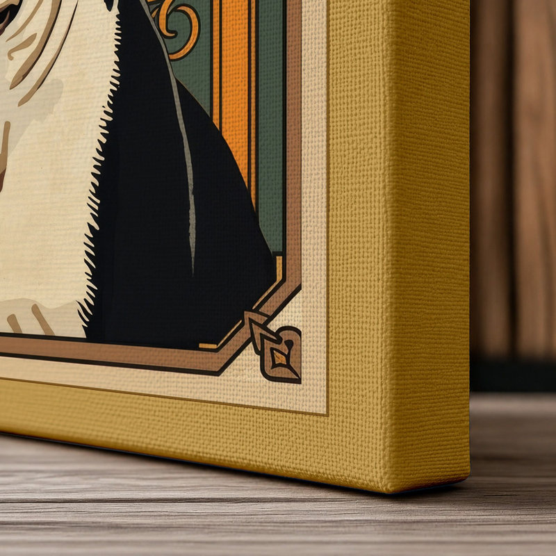Boston Terrier Art Deco - Wrapped Canvas, 18x12 - 45.7 x 30.5 cm, Ochre Border