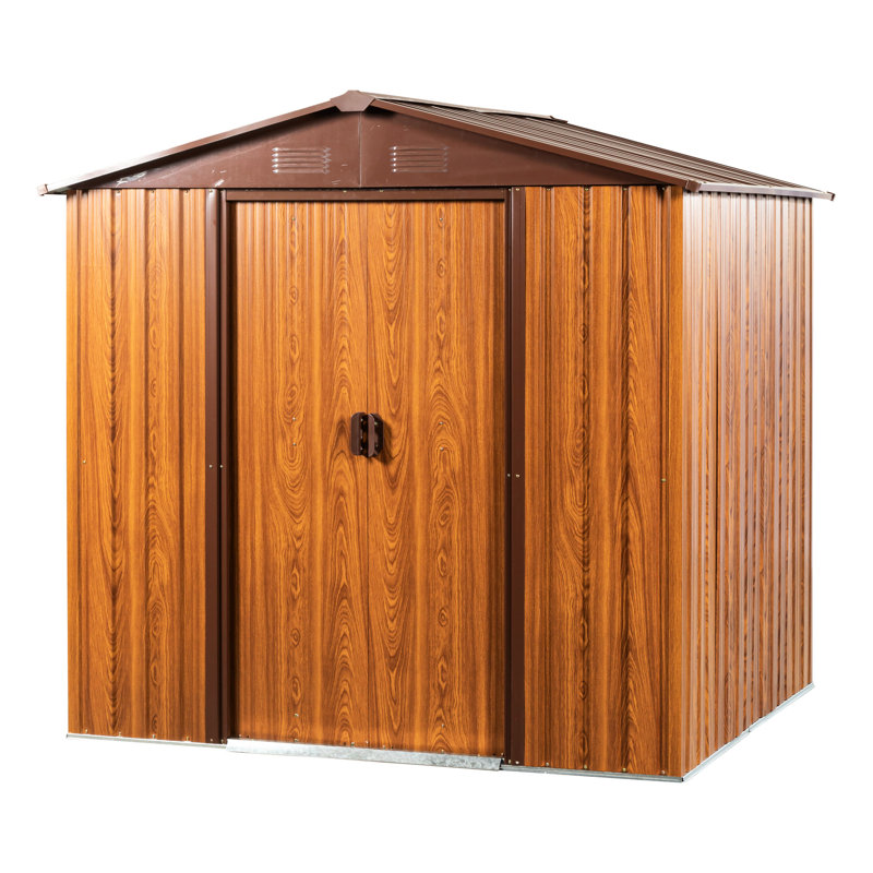 6 Weather- Metal Shed With Punched Vents & Sliding Doors Storage Facility Galvanized Iron Frames Weather Panels