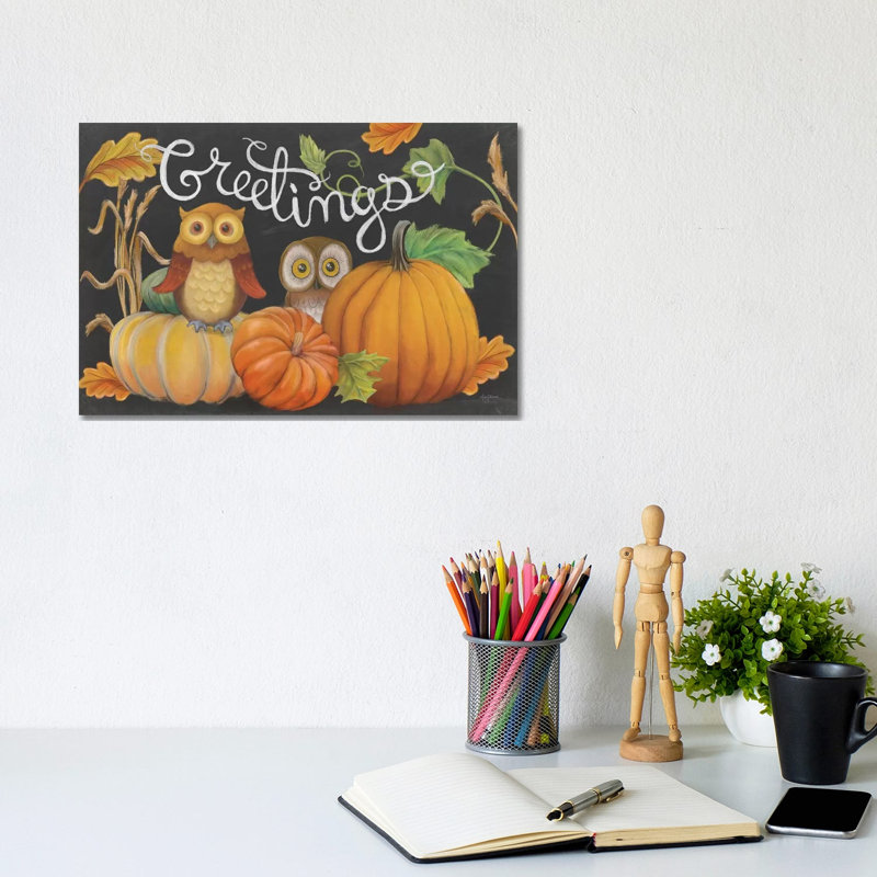 Harvest Owl I by Mary Urban - Wrapped Canvas Painting, 20.32 cm H x 30.48 cm W
