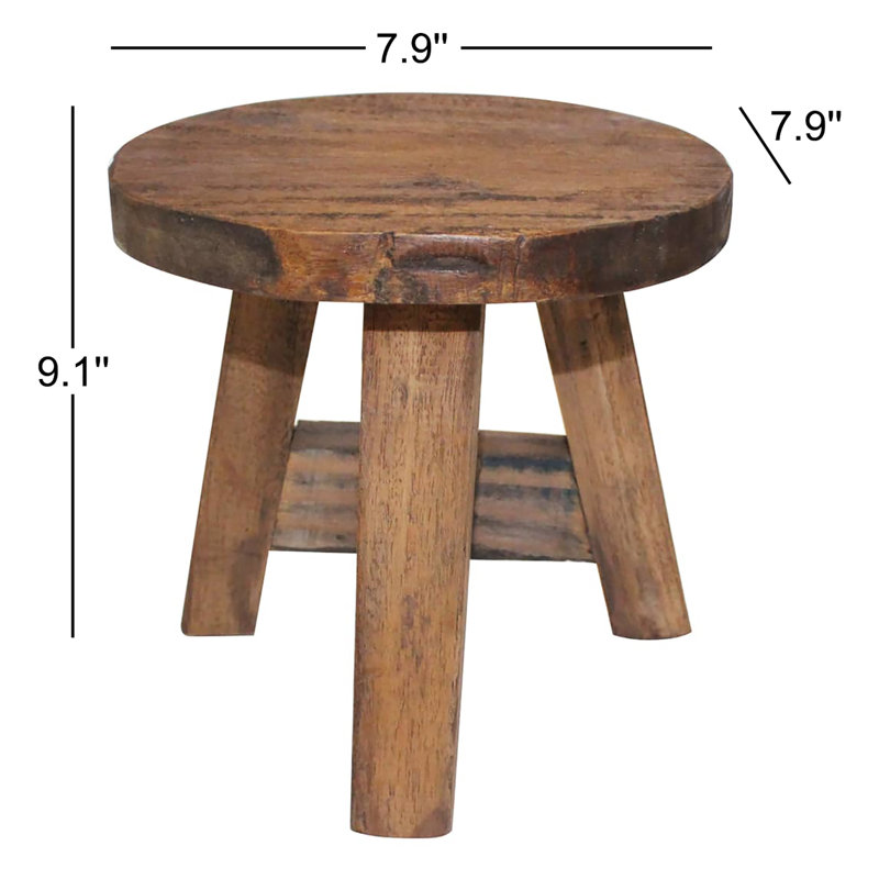 Authentic Reclaimed Wood Handcrafted Stool 7.9" x 9.1"