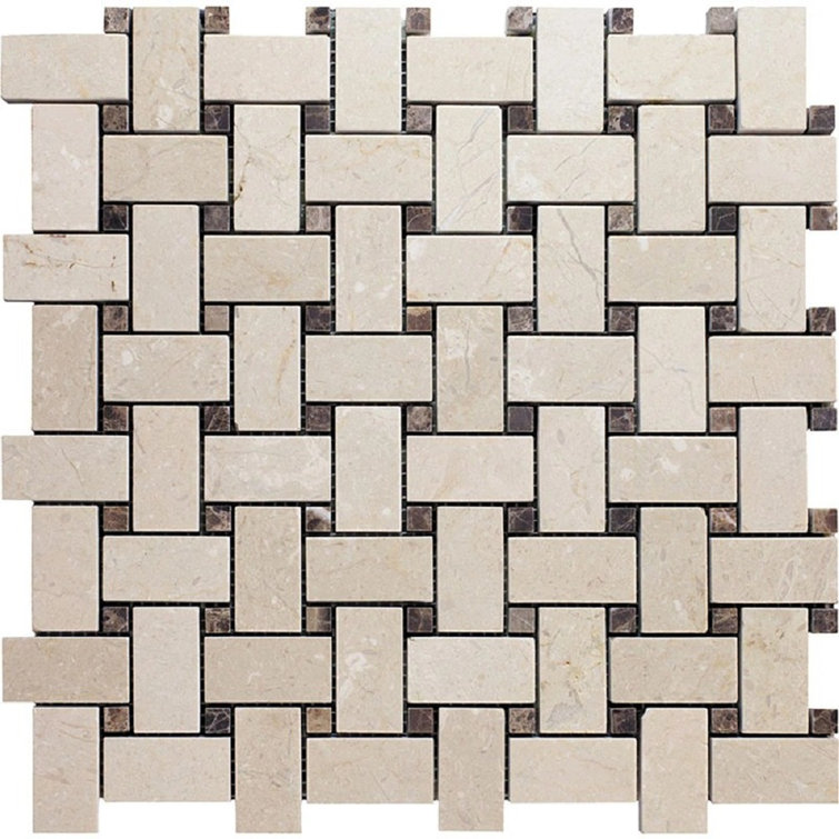 12" X 12" Basketweave Marble Mosaic Tile